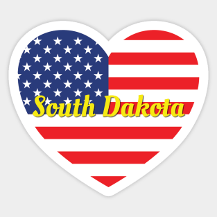 South Dakota American Flag Heart Sticker